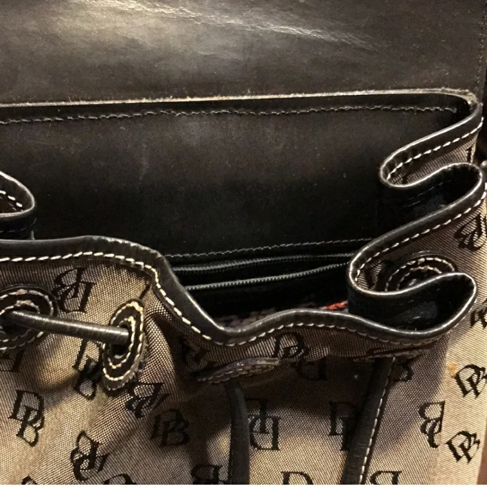 Vtg Dooney & Bourke signature monogram canvas leather backpack